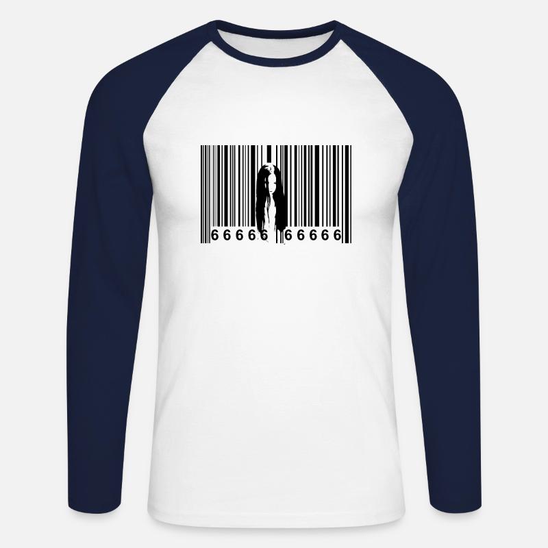 Horror Strichcode - Unisex Baseballshirt langarm - Weiß/Navy
