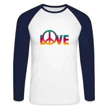 Peace peace - Unisex Long Sleeve Baseball T-Shirt - white/navy - Front - Nik (191cm)