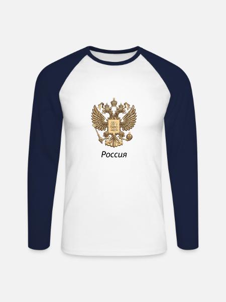 Russland Wappen - Unisex Baseballshirt langarm - Weiß/Navy