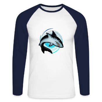requin - T-shirt baseball manches longues Homme - blanc/marine - Devant - Nik (191cm)