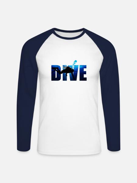 Taucher tauchen - Unisex Baseballshirt langarm - Weiß/Navy