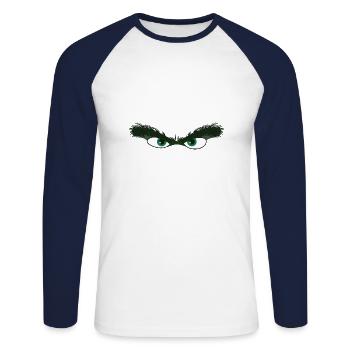 eyes eyebrows green evil look watching fun - Unisex Long Sleeve Baseball T-Shirt - white/navy - Front - Nik (191cm)