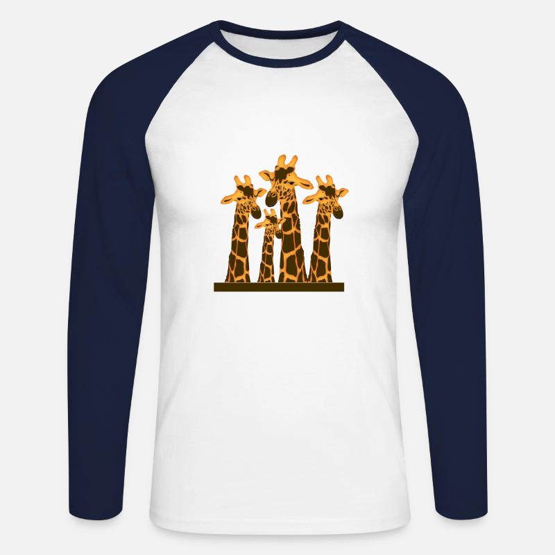 Giraffe - Unisex Baseballshirt langarm - Weiß/Navy