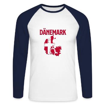 Denmark - Unisex Long Sleeve Baseball T-Shirt - white/navy - Front - Nik (191cm)