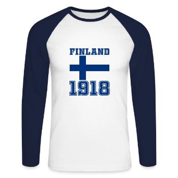 Finnland - Unisex Baseballshirt langarm - Weiß/Navy - Vorne - Nik (191cm)