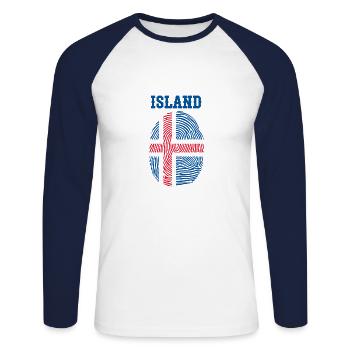 Island - Unisex Baseballshirt langarm - Weiß/Navy - Vorne - Nik (191cm)