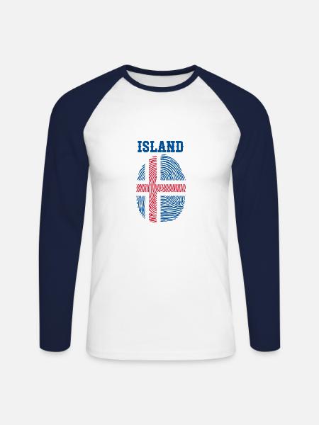 Iceland - Unisex Long Sleeve Baseball T-Shirt - white/navy