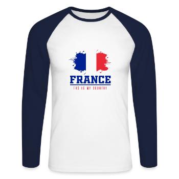 Frankreich - Unisex Baseballshirt langarm - Weiß/Navy - Vorne - Nik (191cm)