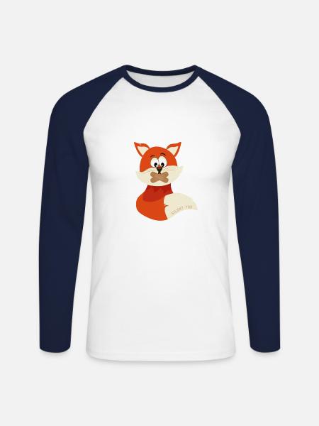 volpe silenziosa - salva gli Schweigefuchs! - Maglia da baseball a manica lunga da uomo - bianco/navy