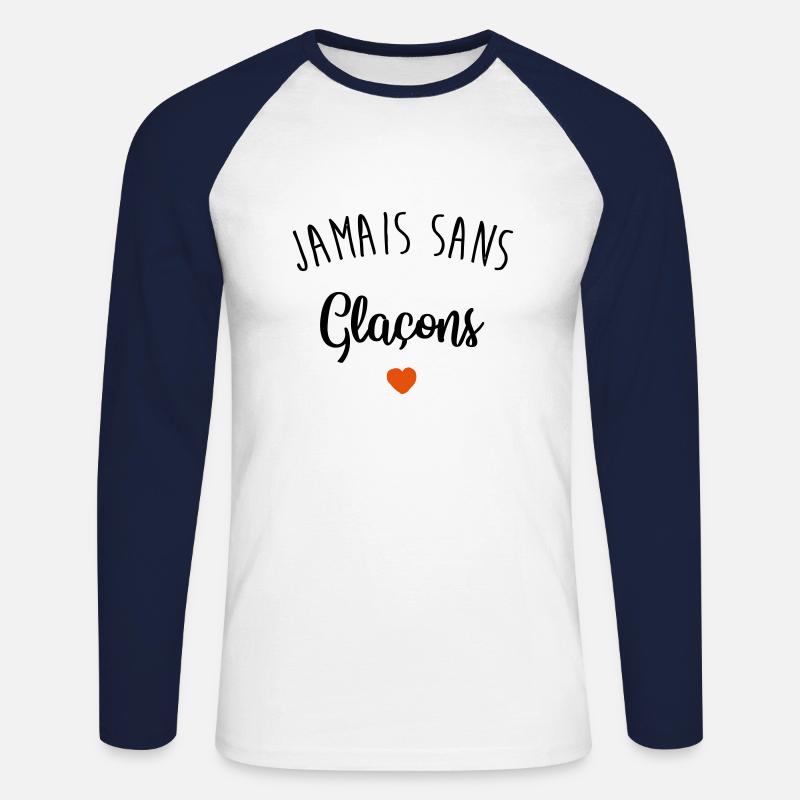 Niemals ohne Eiswürfel - Unisex Baseballshirt langarm - Weiß/Navy