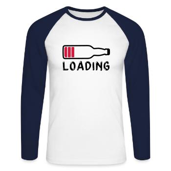 loading boisson bière - chargement - T-shirt baseball manches longues Homme - blanc/marine - Devant - Nik (191cm)