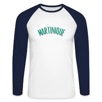Martinique - Unisex Baseballshirt langarm - Weiß/Navy - Vorne - Nik (191cm)