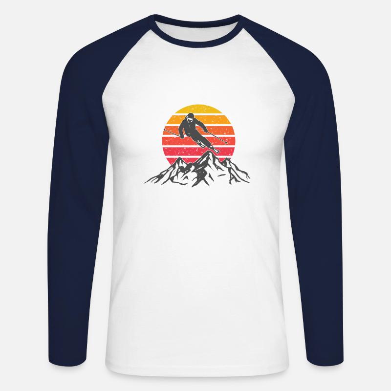 Sciare sport invernali montagne sole - Maglia da baseball a manica lunga da uomo - bianco/navy