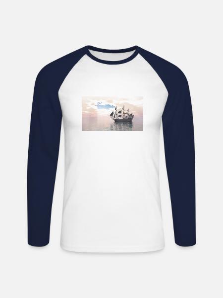 HMS Victory - Unisex Long Sleeve Baseball T-Shirt - white/navy