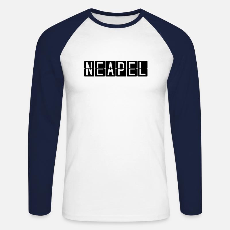 Neapel Flughafentafel - Unisex Baseballshirt langarm - Weiß/Navy