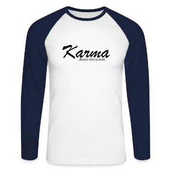 Lustiger Spruch Witzig Humor Geschenkidee - Unisex Baseballshirt langarm - Weiß/Navy - Vorne - Nik (191cm)