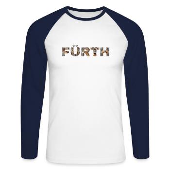 Fürth Hund - Unisex Baseballshirt langarm - Weiß/Navy - Vorne - Nik (191cm)