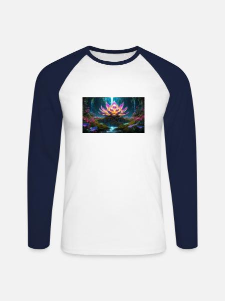 Lotus Blossom - Unisex Long Sleeve Baseball T-Shirt - white/navy