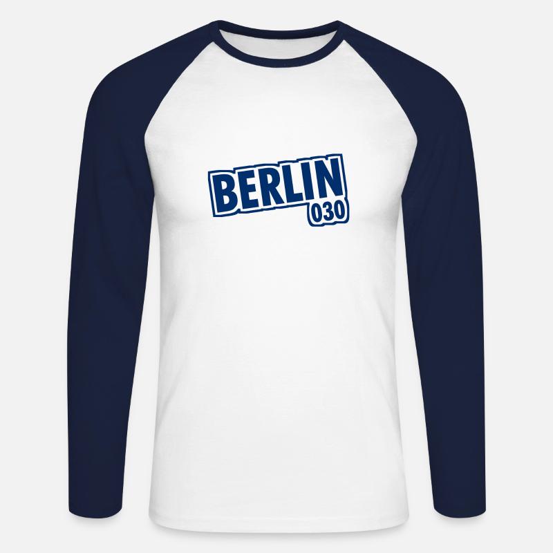 Berlino - 030 - Capitale - Germania - Prefisso - Maglia da baseball a manica lunga da uomo - bianco/navy