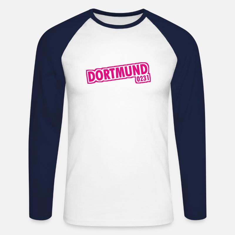Dortmund - 0231 - Vorwahl - Unisex Baseballshirt langarm - Weiß/Navy