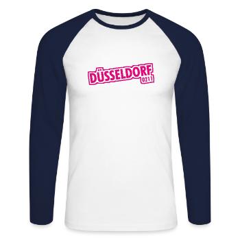 Dusseldorf - 0211 - Dialling Code - NRW - Ruhrpott - Unisex Long Sleeve Baseball T-Shirt - white/navy - Front - Nik (191cm)
