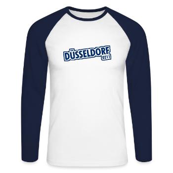 Dusseldorf - 0211 - Dialling Code - NRW - Ruhrpott - Unisex Long Sleeve Baseball T-Shirt - white/navy - Front - Nik (191cm)