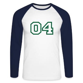 Numéro 4 sport vert - T-shirt baseball manches longues Homme - blanc/marine - Devant - Nik (191cm)