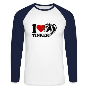 I love horse Tinker - Unisex Long Sleeve Baseball T-Shirt - white/navy - Front - Nik (191cm)
