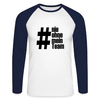 ohne mein team - Unisex Baseballshirt langarm - Weiß/Navy - Vorne - Nik (191cm)