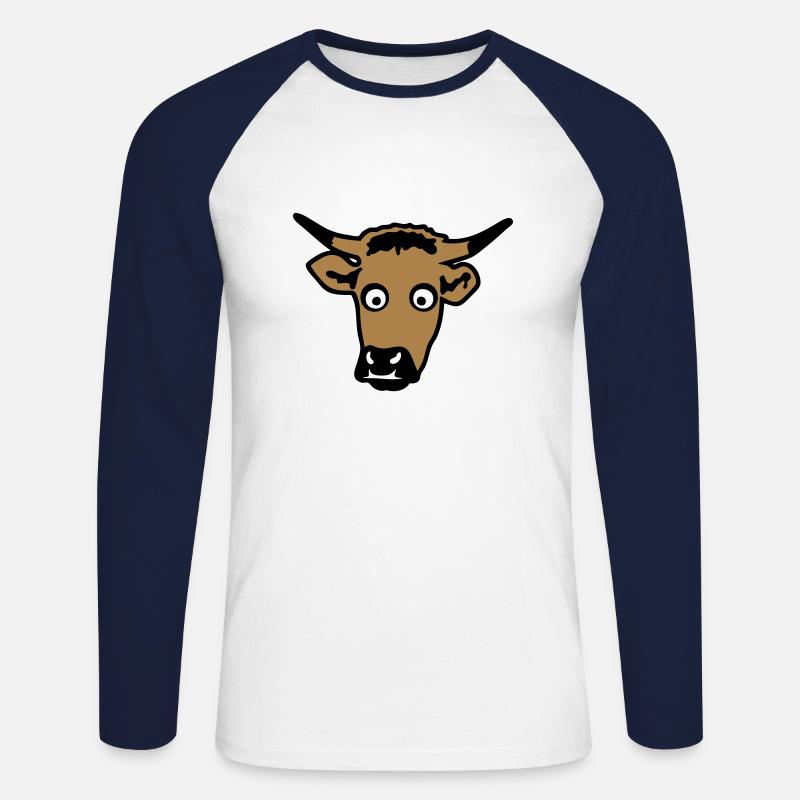 beef - Unisex Long Sleeve Baseball T-Shirt - white/navy