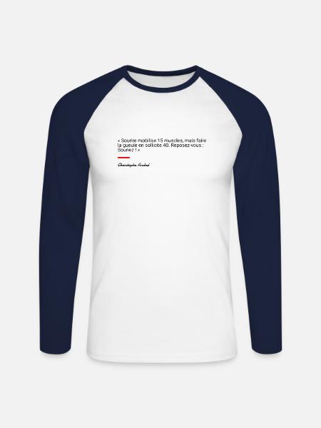 Christophe André - T-shirt baseball manches longues Homme - blanc/marine