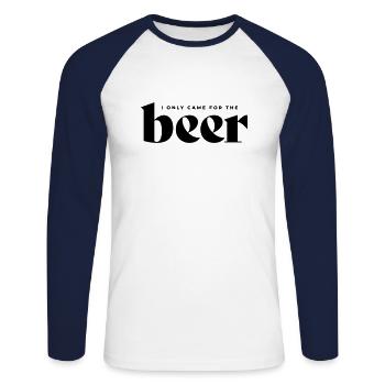 Je ne suis venu que pour la bière - T-shirt baseball manches longues Homme - blanc/marine - Devant - Nik (191cm)