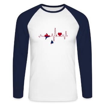 Laos Lao Laotian Flag Elephant Lao I Gift - Unisex Long Sleeve Baseball T-Shirt - white/navy - Front - Nik (191cm)