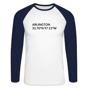 Arlington, Texas, USA Coordinates - Unisex Long Sleeve Baseball T-Shirt - white/navy - Front - Nik (191cm)