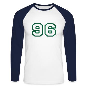 Numéro 96 sport - T-shirt baseball manches longues Homme - blanc/marine - Devant - Nik (191cm)