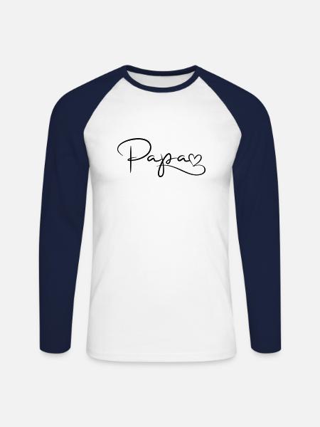 De Doopvont van papa met Hart - Mannen baseballshirt lange mouw - wit/navy