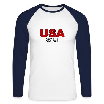 USA Baseball - US - United States of America - Unisex Long Sleeve Baseball T-Shirt - white/navy - Front - Nik (191cm)