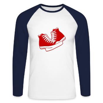 chaussures old school - T-shirt baseball manches longues Homme - blanc/marine - Devant - Nik (191cm)