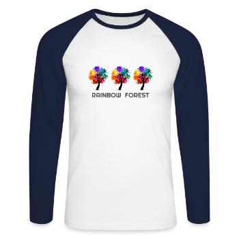 Baum, Baum der Regenbögen, Baum-T-Shirts, Baum Hoodie - Unisex Baseballshirt langarm - Weiß/Navy - Vorne - Nik (191cm)