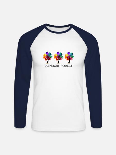 Tree, tree of rainbows, tree t shirts, tree hoodie - Unisex Long Sleeve Baseball T-Shirt - white/navy
