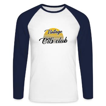 Vintage C15 club cadeau homme c15 - T-shirt baseball manches longues Homme - blanc/marine - Devant - Nik (191cm)