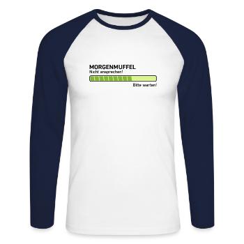 Morgenmuffel nicht ansprechen ausschlafen zu früh - Unisex Baseballshirt langarm - Weiß/Navy - Vorne - Nik (191cm)
