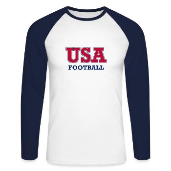 USA Football - National Colors - United States of - Unisex Long Sleeve Baseball T-Shirt - white/navy - Front - Nik (191cm)