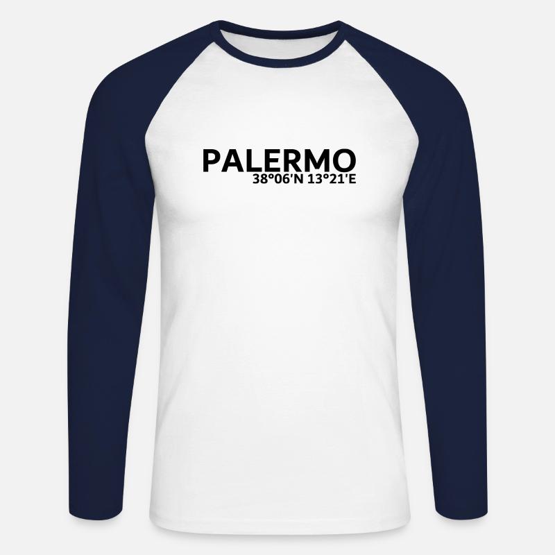 Palermo coordinates - Unisex Long Sleeve Baseball T-Shirt - white/navy