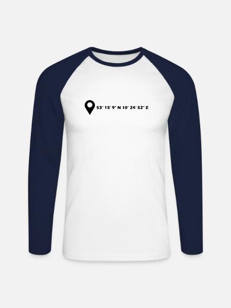 Coordonnées de Lunebourg - T-shirt baseball manches longues Homme - blanc/marine