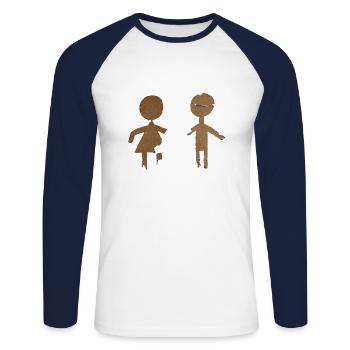 Himpelchen et Pimpelchen - T-shirt baseball manches longues Homme - blanc/marine - Devant - Nik (191cm)