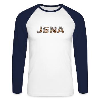 Jena Hund - Unisex Baseballshirt langarm - Weiß/Navy - Vorne - Nik (191cm)