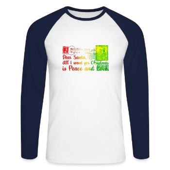 Xmas christmas santa claus nicholas naughty - Unisex Long Sleeve Baseball T-Shirt - white/navy - Front - Nik (191cm)