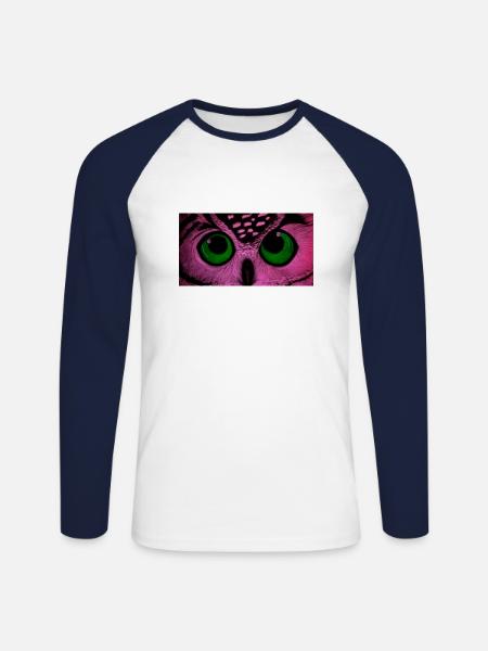 Eule - Unisex Baseballshirt langarm - Weiß/Navy