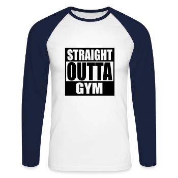 Droit Outta Gym Fitness Fit Fitness - T-shirt baseball manches longues Homme - blanc/marine - Devant - Nik (191cm)